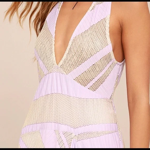 Free People Adrien Lavender Striped Midi Dress - Picture 2 of 6